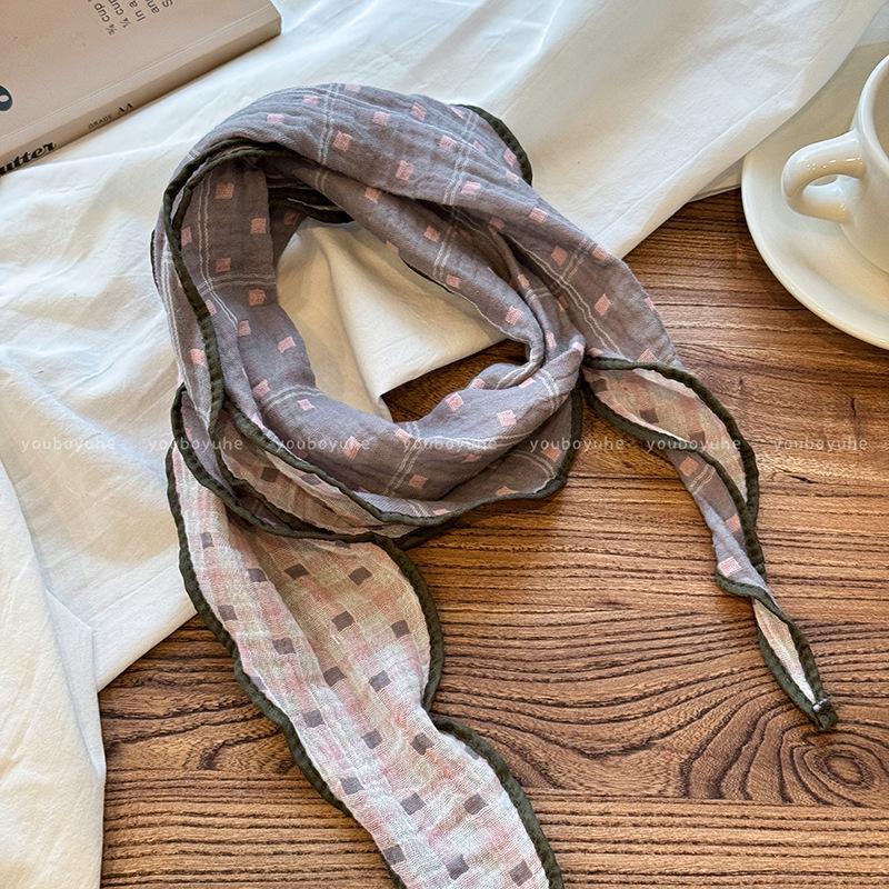 Women's Versatile Plaid Neck Tie Scarf - Sunshade & Stylish Triangle Accessory for Spring/Summer 2025