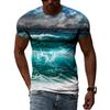 Ocean Wave Pattern T-Shirts Summer Fashion Beach Short Sleeve 3d Printed Top Loose Casual Round neck Holidaywear Mens Tees