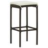 Bar Stool with Cushion 2 pcs Brown Poly Rattan