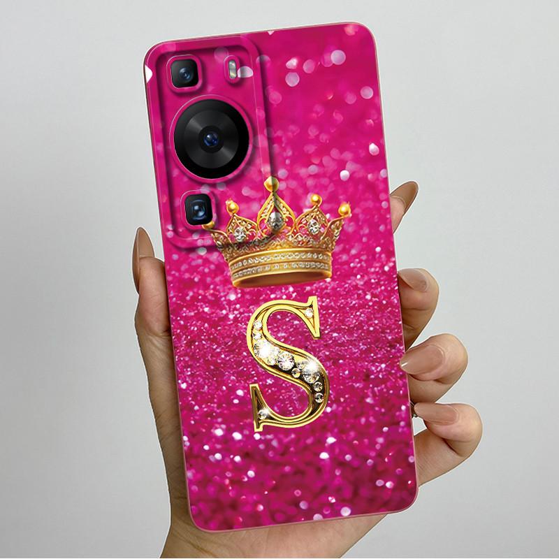 For Huawei P60 / P60 Pro / P60 Art Crown Letter Couple Phone Case HuaweiP60 P60Pro P60Art Soft Silicone TPU Protective Casing