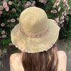 Women'S Wide Brim Lace Straw Hat Beach Hollow-Out Sun Cap For Seaside Vacation