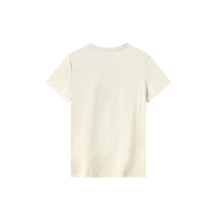 Anta X Snoopy Collaboration Lifestyle Series Cartoon Logo Print Sports Round Neck Short Sleeve T-Shirt Women Tops Beige 962129143-4