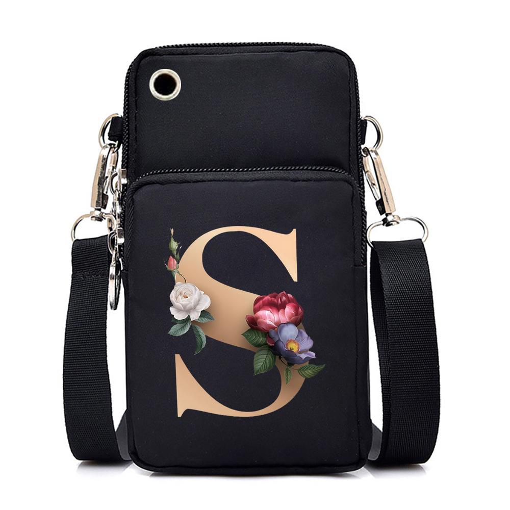 26 letter printed change bag, mobile phone bag to map, light to carry multi-function messenger bag