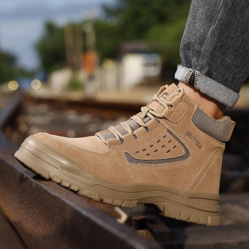 Men's Safety Shoes Thickened Fleece-lined Men's Boots Anti-smash Anti-puncture Winter with Steel Toe Cap Puncture Work Boots