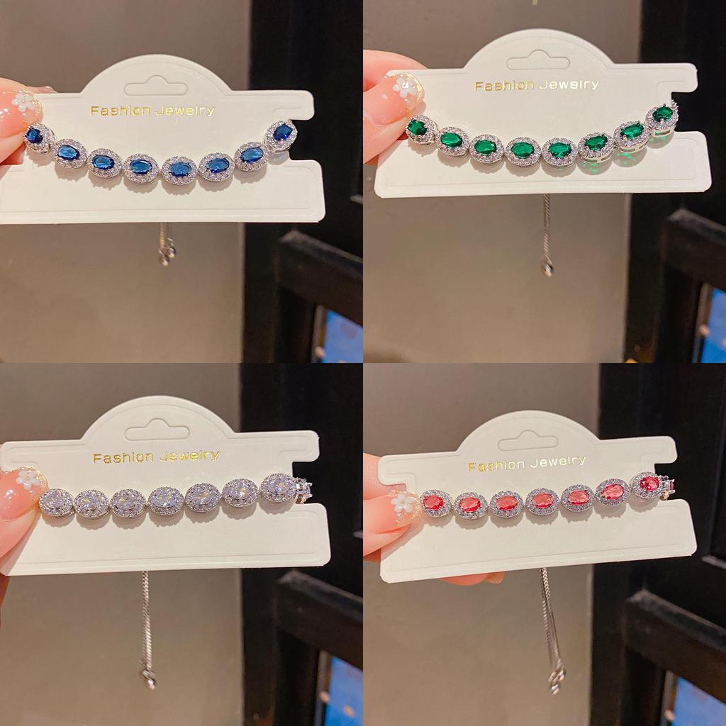 Geometric Oval Zircon Pendant Bracelet For Women Fashion Jewelry Gift For Office