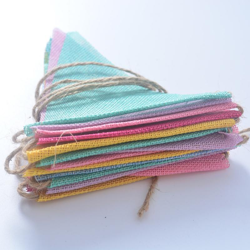 4m Colorful Jute Linen Pennant Flags Banner Birthday Wedding Christmas Party Decorations Bunting Banners Hanging for Home Decor