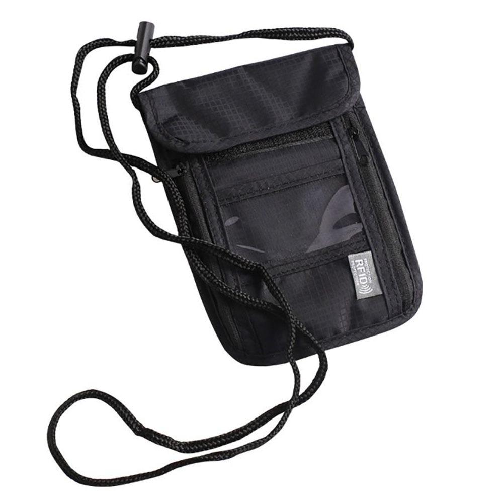1 Pcs Waterproof RFID Nylon Storage Bag Travel Document Card Passport Bag Neck Wallet Money Document Card Passport Pouch
