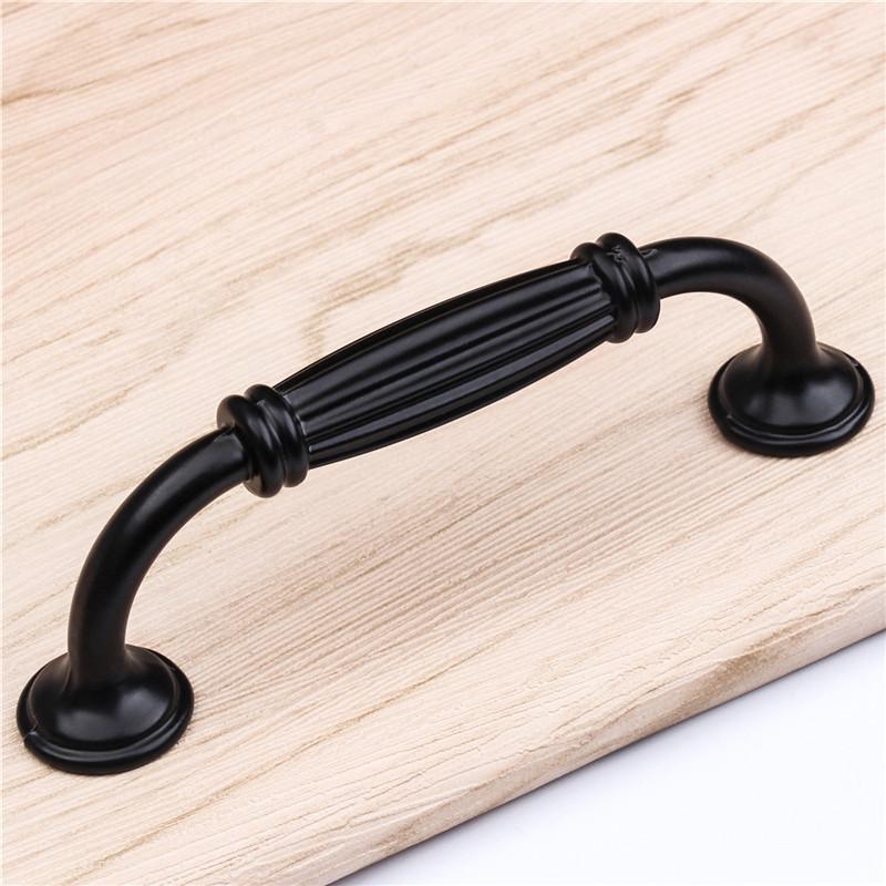 

Черная прочная алюминиевая ручка для двери с одним отверстием 96/128 мм для ящика мебели, кухонного шкафа, ручки для ящика