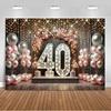 Rosa Gullballonger Bakgrunn med Glitter Banner 40-årsdag Festdekorasjoner Glitrende Fotobakgrunn Utstyr Voksengaver
