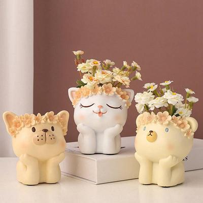 Cute Animal Planter for Succulents Air Plants Funny Flower Pots Fairy Garden Decor Figurines Brush Pencil Holder Home Decoration