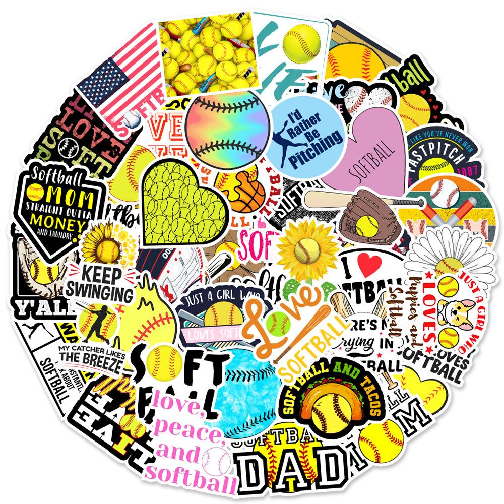 50 Sports Softballs 50 Laptop Skateboard Suitcase Water Cup Doodle Decorative Stickers