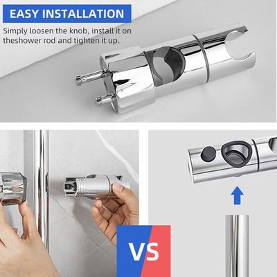 Round Pipe Shower Head Holder With Hooks Adjustable Sprayer Fixed Base Rotatable Replacement Riser Rail Bracket