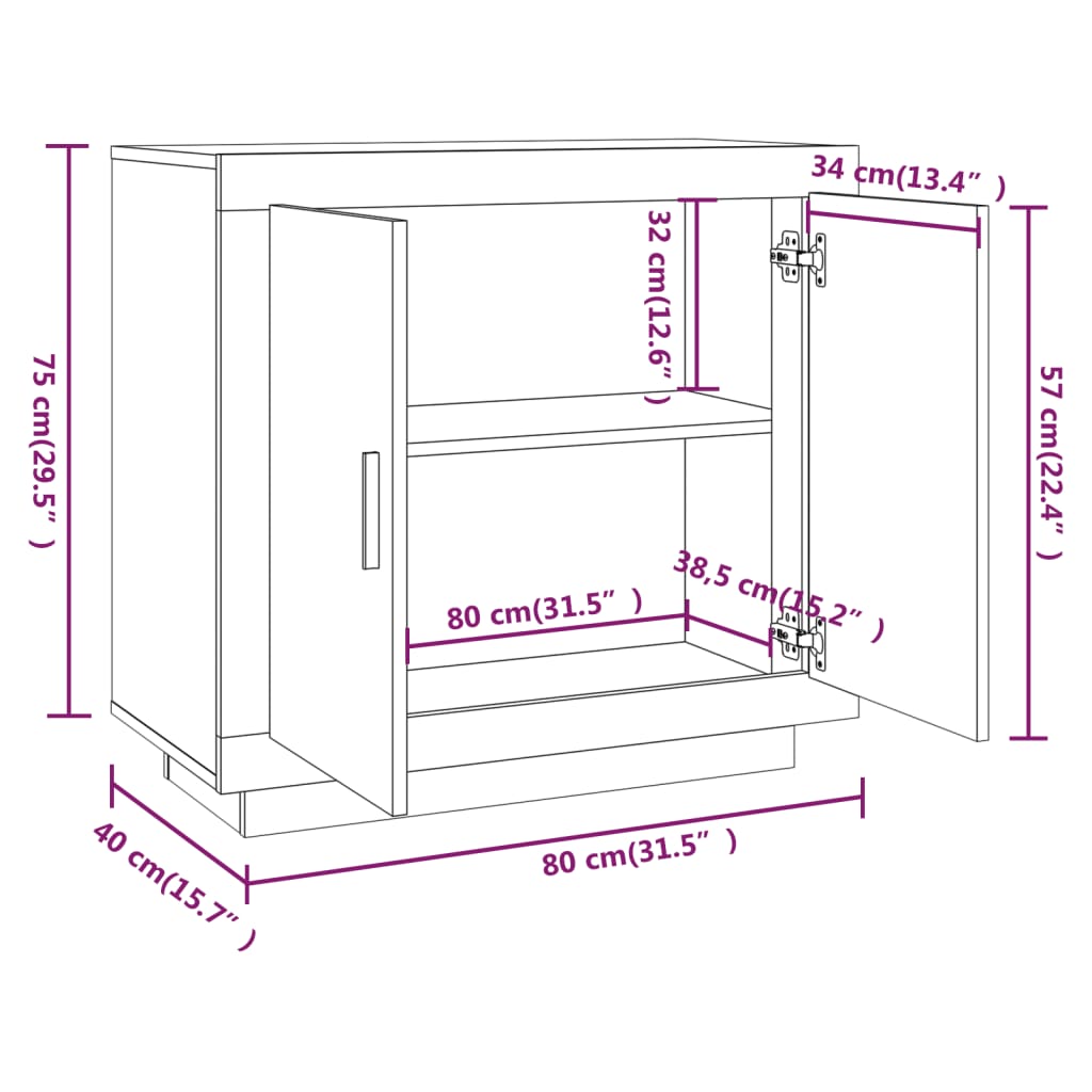 Sideboard Gray Sonoma 80x40x75 cm Particleboard