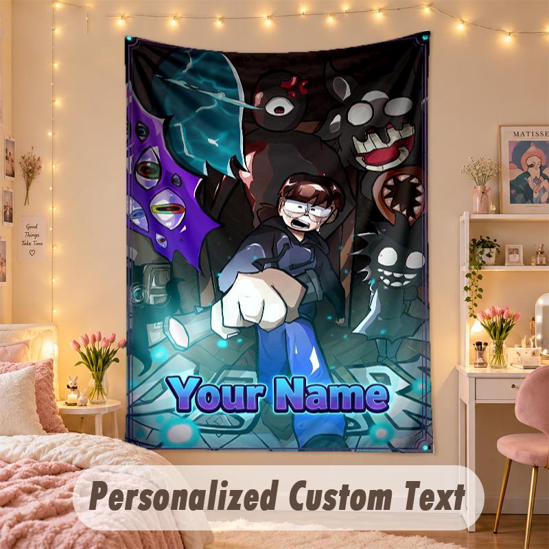 Custom Personalized Tapestry,Doors Print Custom Name Text Wall Art Hanging for Bedroom