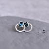 Genuine London Blue Topaz Stud Earrings , Sterling Silver December Birthstones Studs , Natural Gemstone Jewelry, Birthday Gift for Her