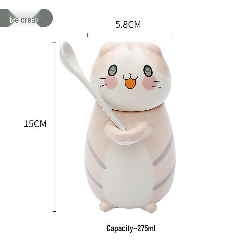 Japanese Cute Cat Cartoon Ceramic Cups with Lids: Perfect for Coffee, Milk, and Breakfast