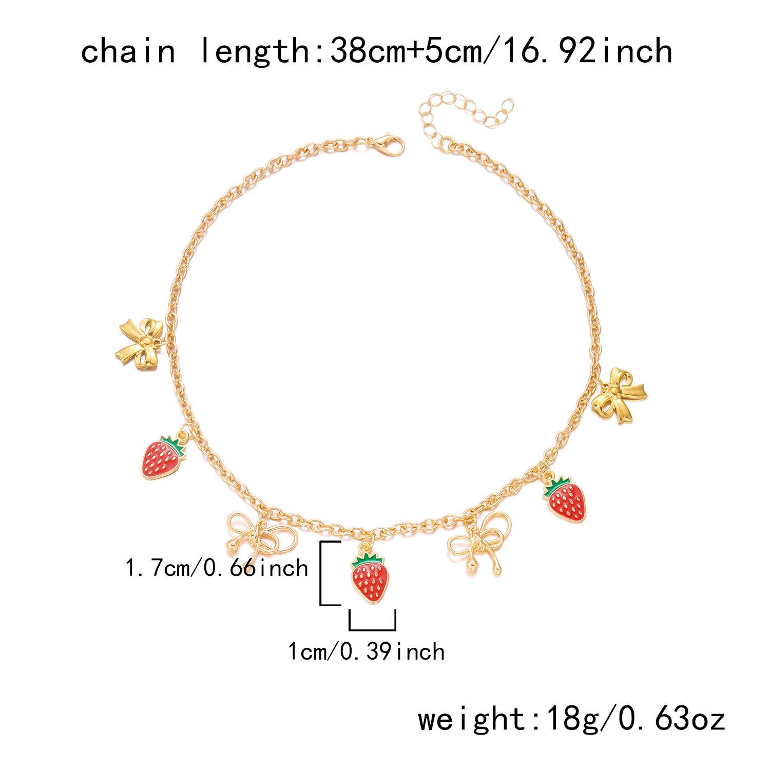 

2026 Spring Sweet Bow Red Strawberry Necklace for Women Y2K Sweet Cool Hot Girl Collarbone Chain 1