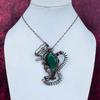 Faceted Zambian Emerald Gemstone Pendant Copper Wire Wrap Rabbit Handmade Jewelry