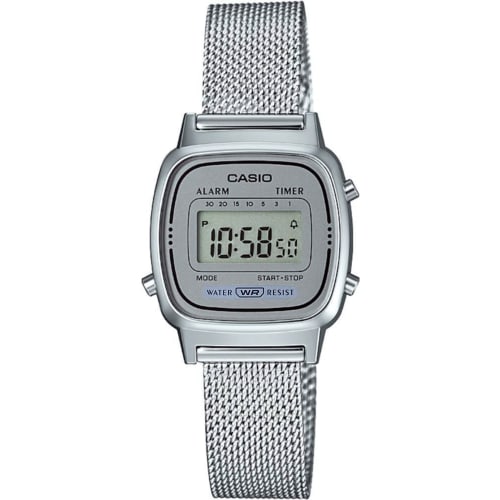 

CASIO Casio Standard Women s Quartz Digital Metal Mesh Watch, Silver/Gray, LA670WEM-7