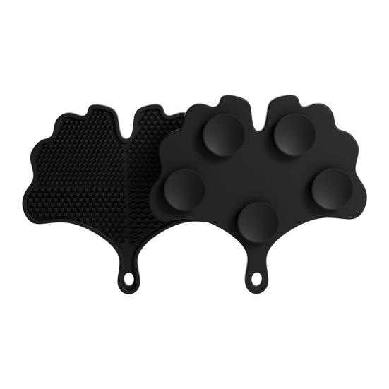 Silicone Makeup Brush Cleaning Mat with Suction Cups Non-slip Portable Travel Ginkgo Leaf Shape Cosmetic Brush Tools Cleaning Pad