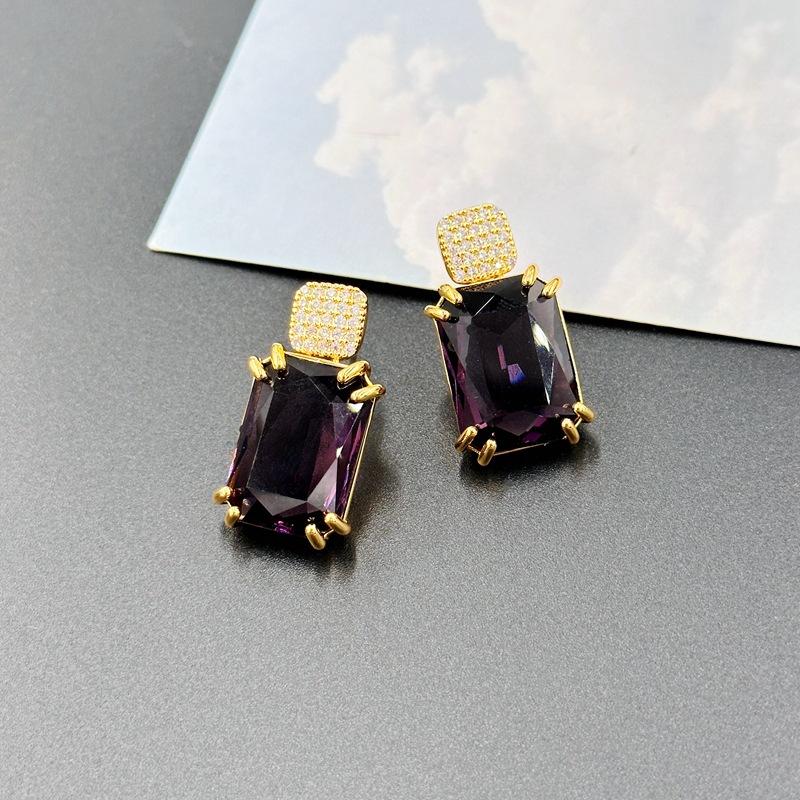 

Design Geometric Earrings Super Flash Exquisite Crystal Zircon Stud Earrings