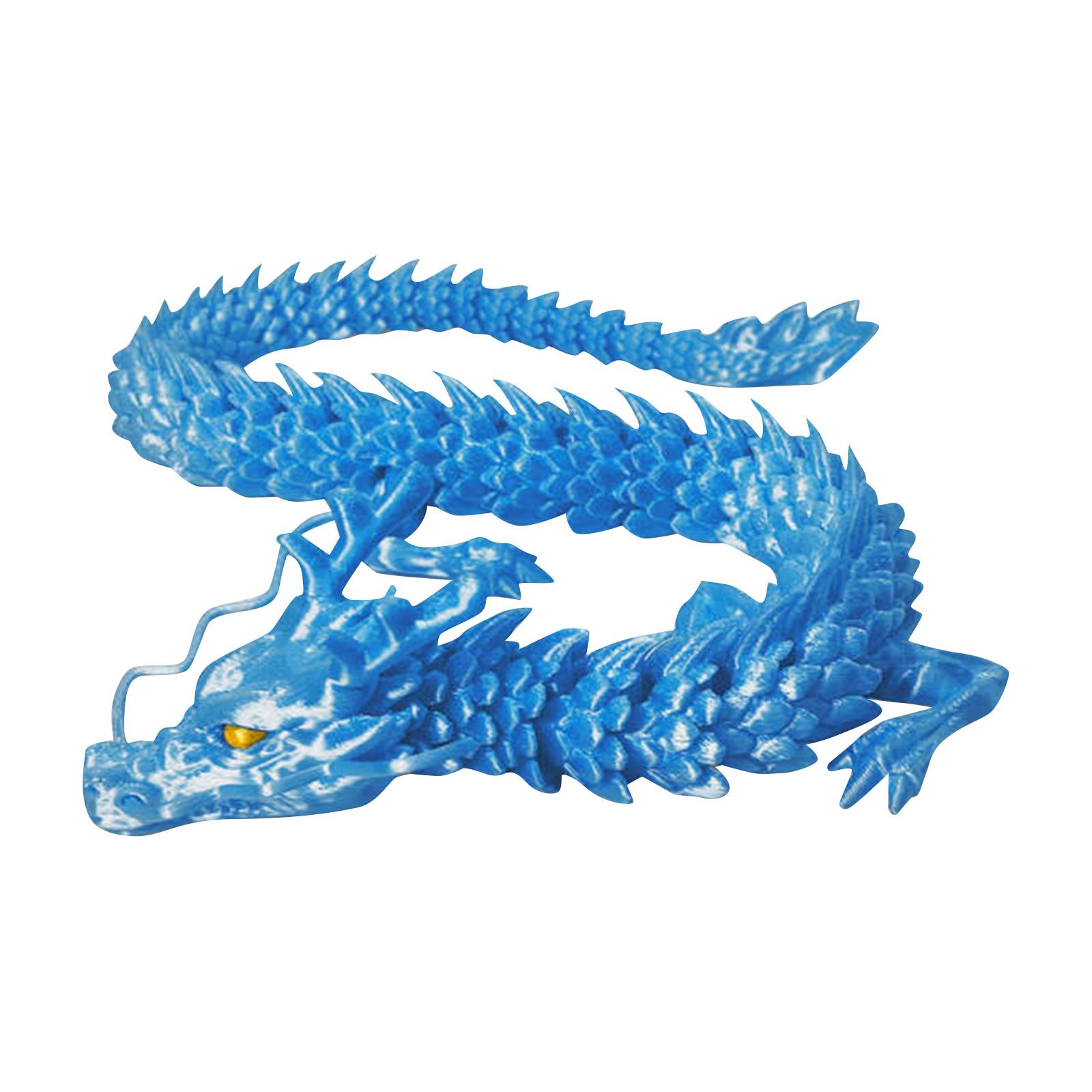 

3D-печатная подвижная игрушка-дракон, дракон с подвижными суставами, 3D-печатная игрушка-дракон, украшение, снятие стресса, подвижный дракон One Size синий