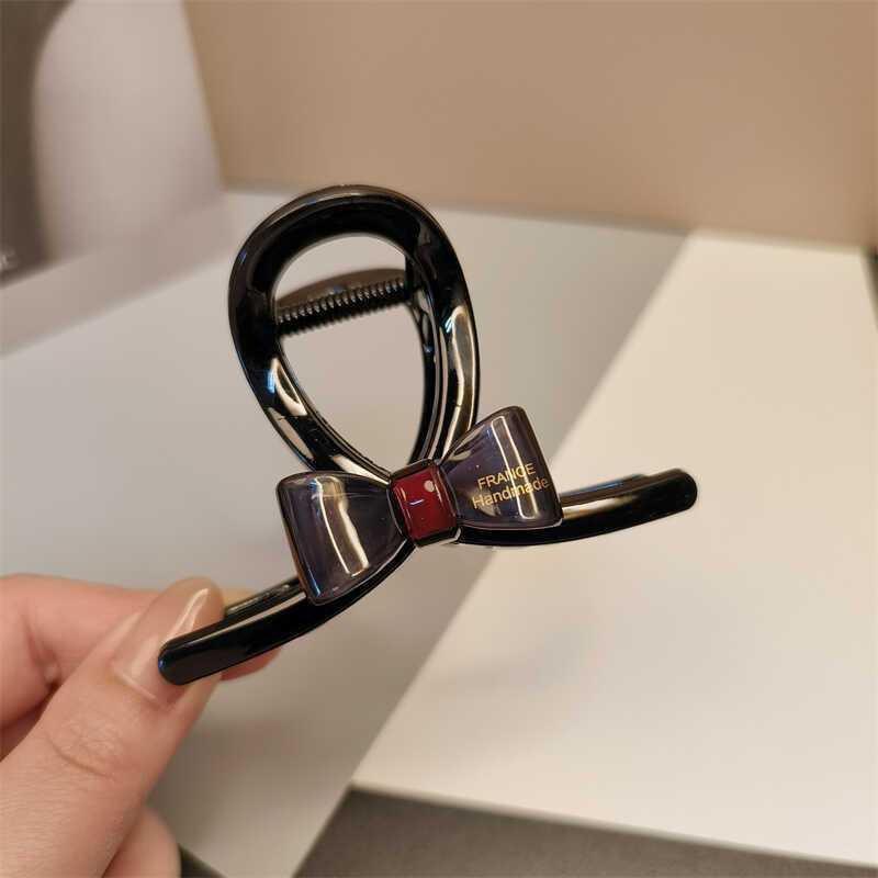 Medium Contrasting Bow Korean Shark Clip Fashionable Hot Stamping Letters Half Tied Hair Clip Hair Clip