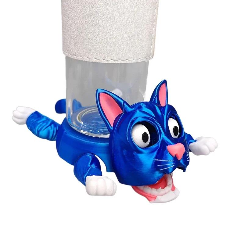 

Креативная 3D-печатная подставка под кошку, забавная подставка под стакан с изображением кота, кружка для чая, кофейный держатель для напитков, офисный рабочий стол, украшение для дома синий