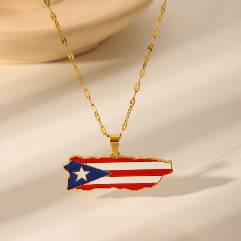 Hot Selling Creative World Maps Venezuela Dominican Paraguay National Flags Stainless Steel Jewelry Necklace Pendant