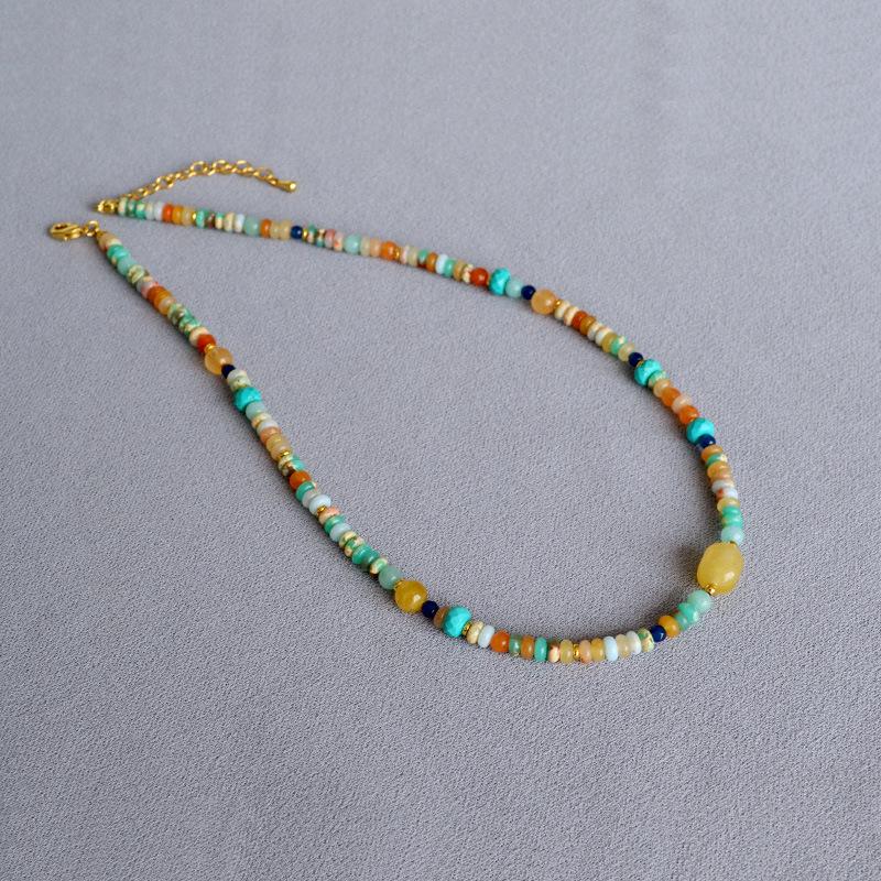 Artistic Ethnic Style Colorful Genuine Stone Beaded Necklace