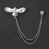 Korean Style Men's Blazer Brooch with Scissors-Shaped Metal Chain Accessory