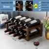 Simple Red Wine Rack Solid Wood Display Stand for Home or Bar Counter
