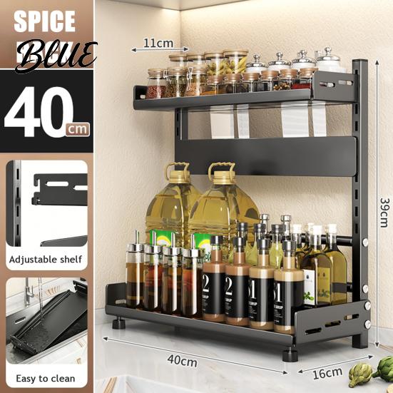 Portaspezie Robusto Rastrelliera da Cucina in Acciaio al Carbonio 2/3 Livelli Organizer da Banco per Condimenti Organizzatore Portabottiglie Multi-Livello per Spezie
