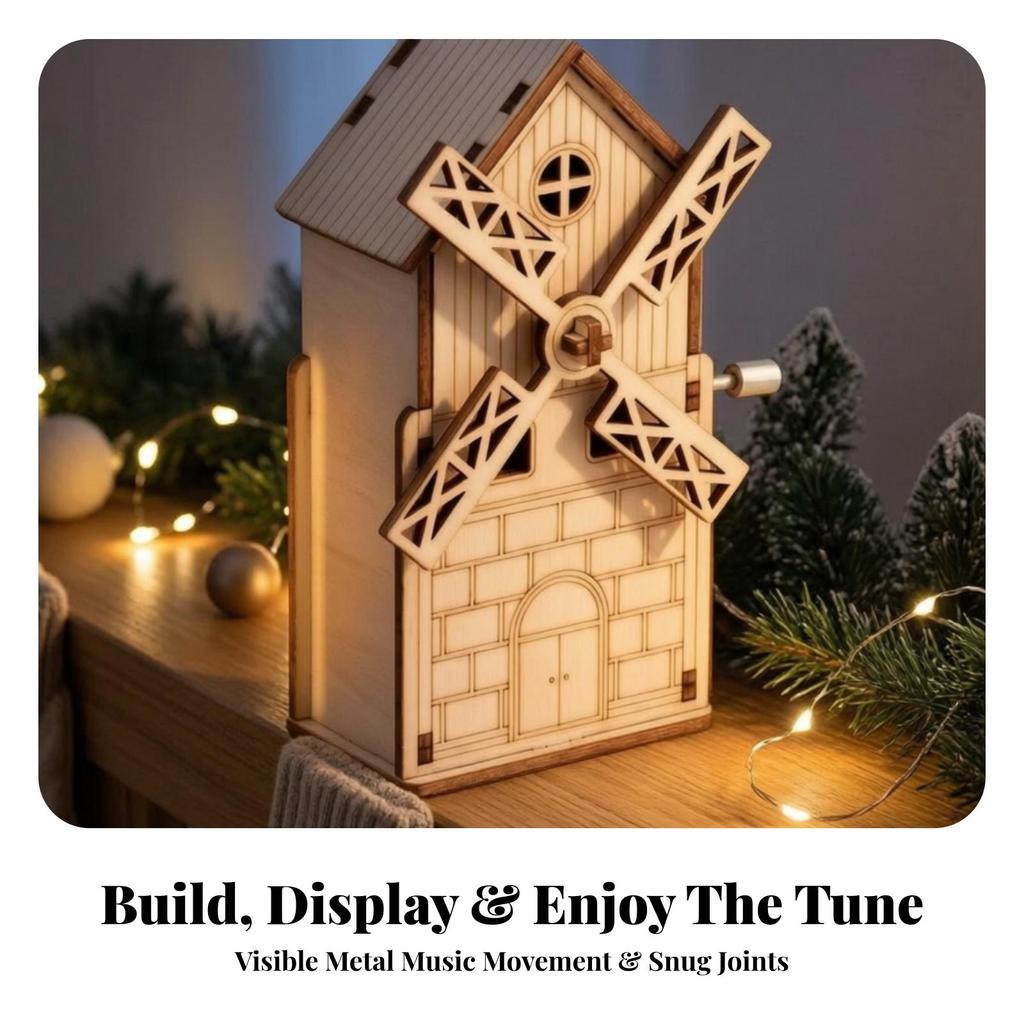Pinwheel Music Box Wind-up DIY Craft Kit Educational for Children