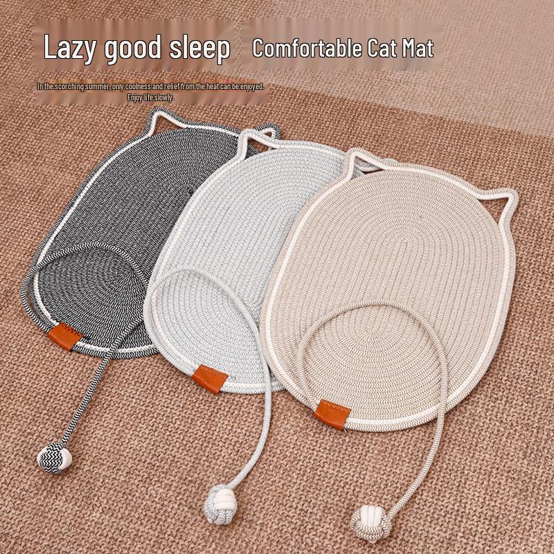 Cotton Rope Cat Scratching Post & Bed: Self-Entertainment Ball, Washable Scratch Pad & Pet Sleeping Mat