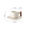 Blue Retro Ceramic Coffee Cup with Saucer 130ml Wooden Handle Tea Water Cup Filter Tea Mug Handmade Frosted Tea Coffee Cup Gift