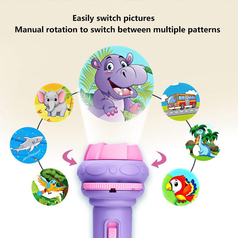 Cartoon Projection Flashlight 80 Patterns Creative Children Flashlight Toy Projector Baby Toys Bedtime Story Book Toy