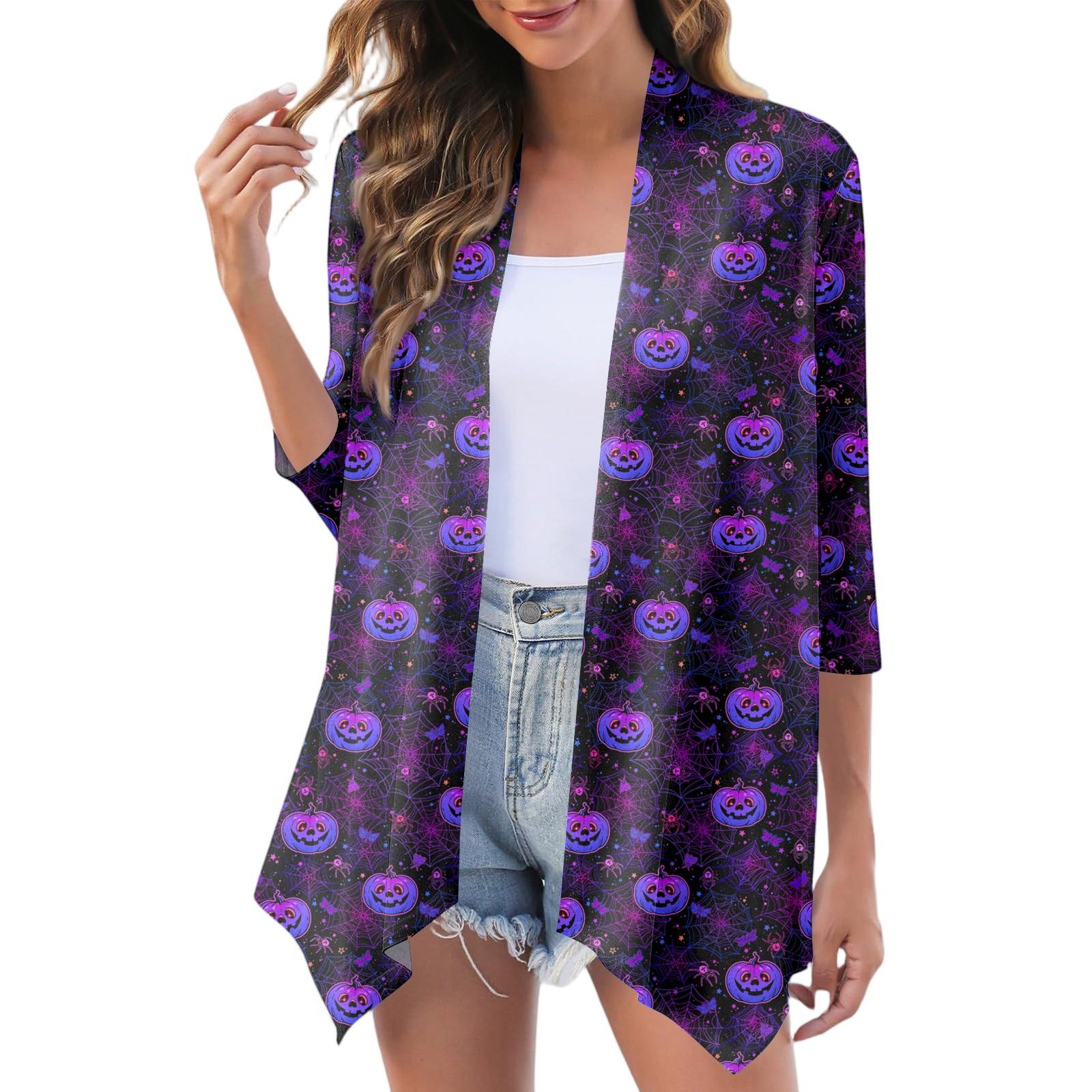 

Женский модный повседневный уютный кардиган-жакет на Хэллоуин L темно-фиолетового