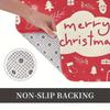 Festive Cherry Red Christmas Doodle Non-Slip Doormat - Machine Washable Lightweight Polyester Mat with Rubber Backing, Irregular