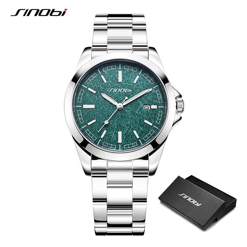 SINOBI Original Design Men's Watches Top Luxury Brand Man's Quartz Wristwatches Best Gifts Clock for Male Stainless Steel Watch