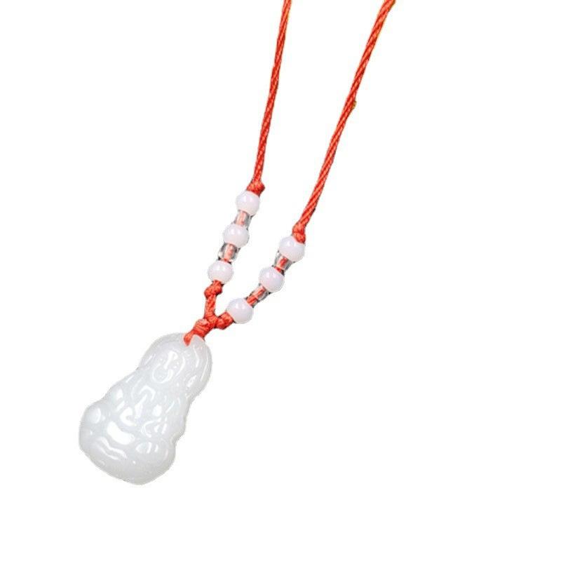 White Jade Guanyin Buddha Pendant Red Rope Necklace Safe Pendant Men's Necklace Women's Necklace