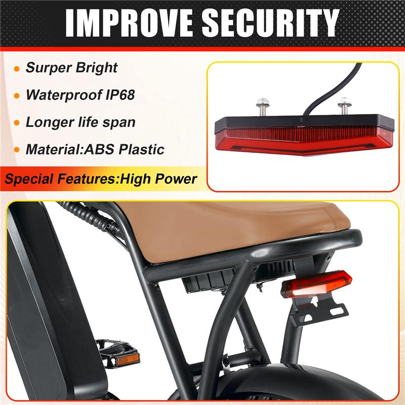 A51K-High-Brightness Brake Tail Light Headlight Safety Warning Accessory For Ouxi V20 Electric Fatbike