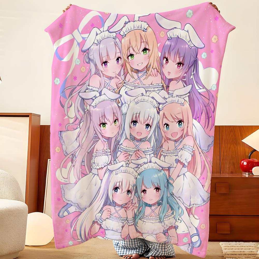 Anime I-Is t-the O-Order a-a R-Rabbit Throw Flannel Throw Blanket, Lightweight Cozy, Durable Washable cute Cool