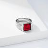 European and American Trendy Jewelry Men's Ring Inlaid with Red and Black Square Diamond Ring