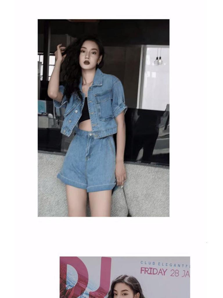 Women's Summer 2026 Age-Defying Denim Two-Piece: Stylish Short Jacket & Shorts Set