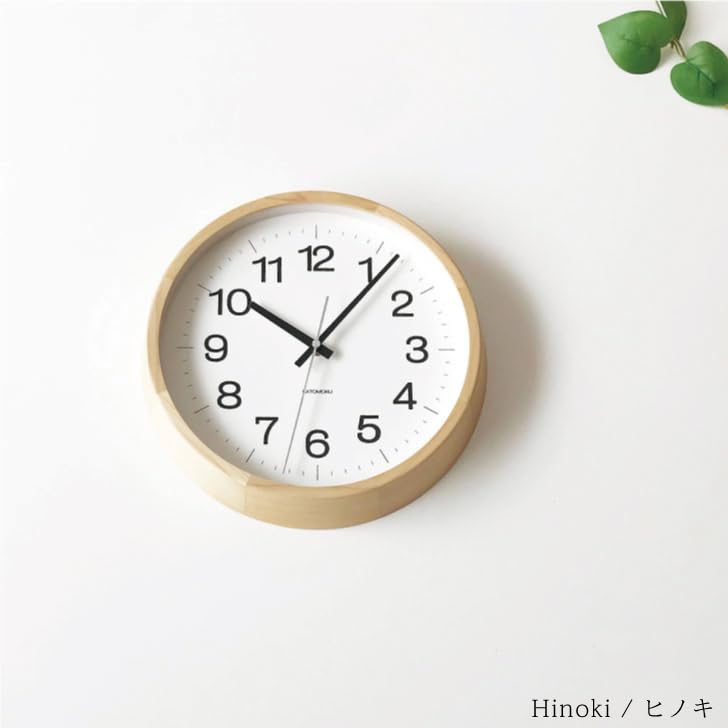 KATOMOKU muku clock 16 Hinoki Wall Continuous Second Diameter km-113HIRC Clock, Hand, 30.6cm (Radio-controlled)