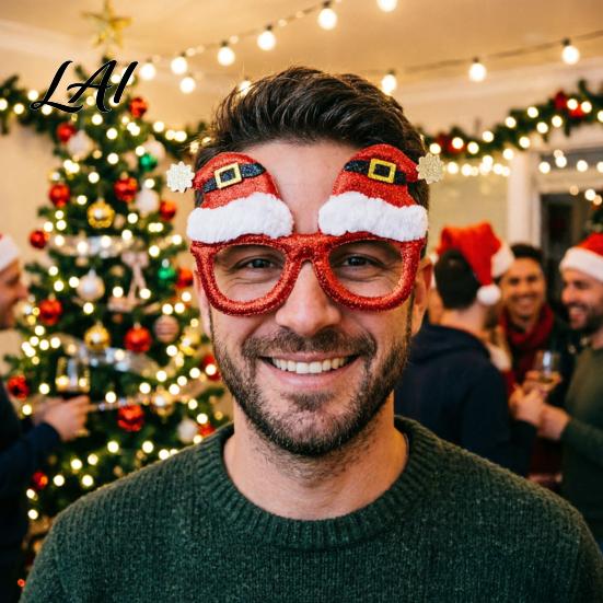 Christmas Decoration Glasses Glasses Glitter Holiday Party Frames Santa Hat Snowman Tree Bear Funny Eyeglasses for Favors