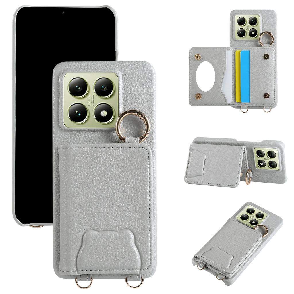 Crossbody Cards Solt Wallet Leather Case For Xiaomi Redmi Note 13 Pro Plus 12 14T 14C 13T 13C POCO X6 Mirror Ring Holder Cover