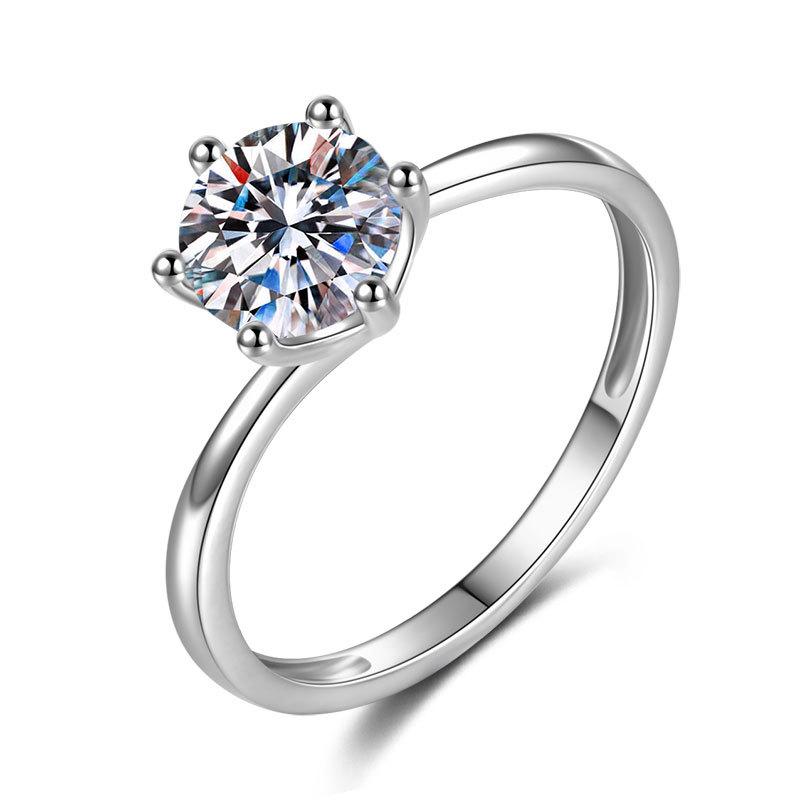 Classic Six-Claw Twist Arm Ring Fashion Single Diamond Secret Ring S925 Silver Diamond Ring