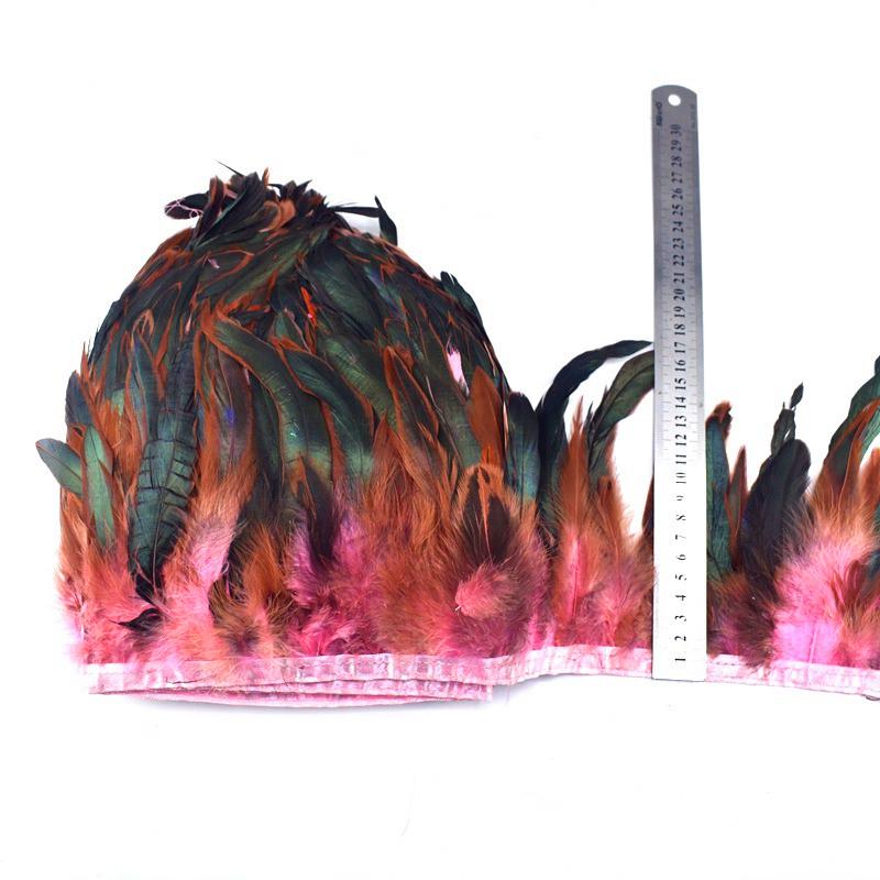 1Meter Natural Rooster Tail Feather Trims for Clothes Plumas 13-18cm Party Feathers for Crafts DIY Sewing Home Decoration Plume